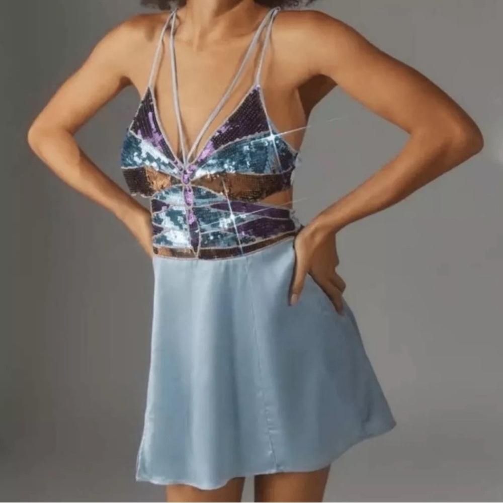Urban Outfitters Sequin Top with Light Blue Fabric